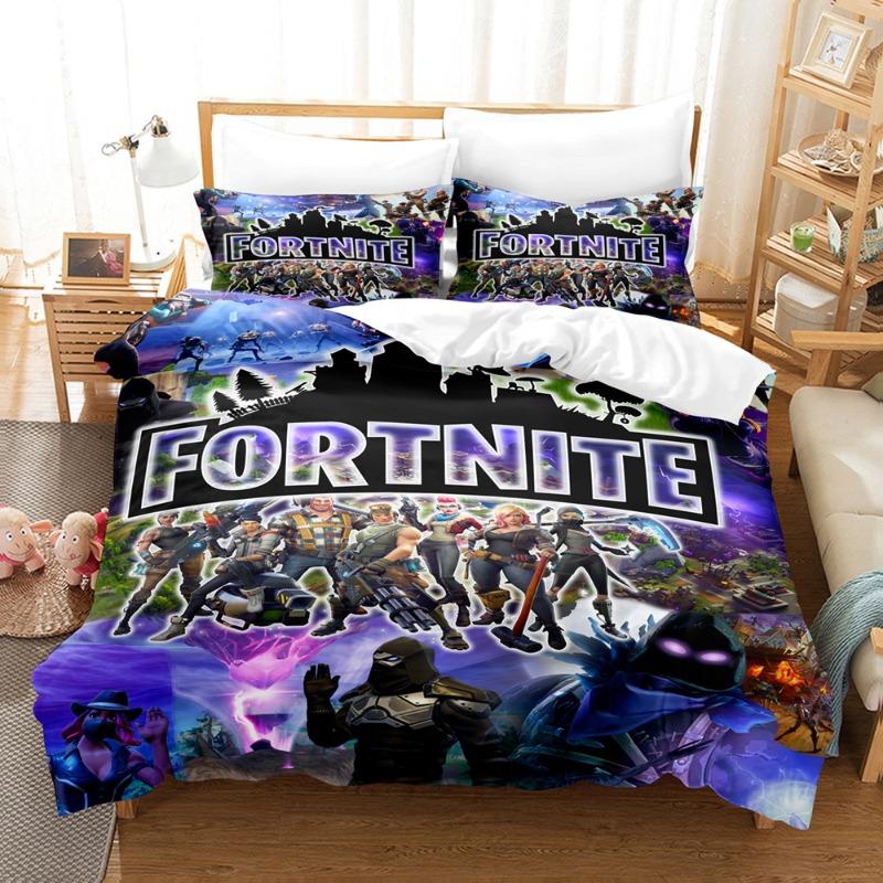 Comforter Fortnite Bedding Suit 3D Printed Bedroom Bed Bedclothes 2/3Pcs Anime Cartoon Room Decoration Kids Xmas Gift