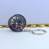 Metal Wheel Hub Keychain with Red Brake and Laser Engraving - Creative Gift