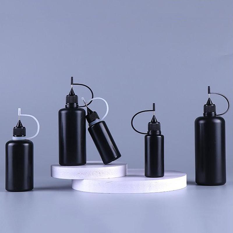 Diy Quilling Tool Empty Needle Tip Glue Bottle With Black Cap Liquid Dropper Containers With Silicone Rings For Crafting
