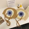 Straw Bag Women Hand-Woven Handbag Round Shape Rattan Bag Big Capacity Casual Beach Shoulder Crossbody Bag