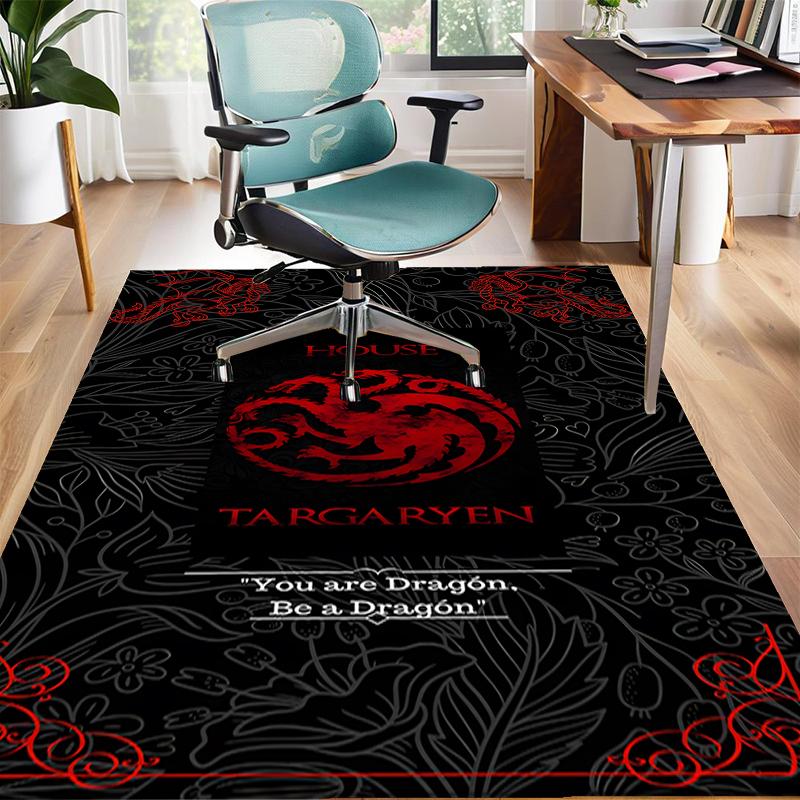 House Targaryen Dragon Polyester Carpet, Soft Indoor Mat for Office Chair, Living Room, Computer Desk - Decorative Home Office Rug Design