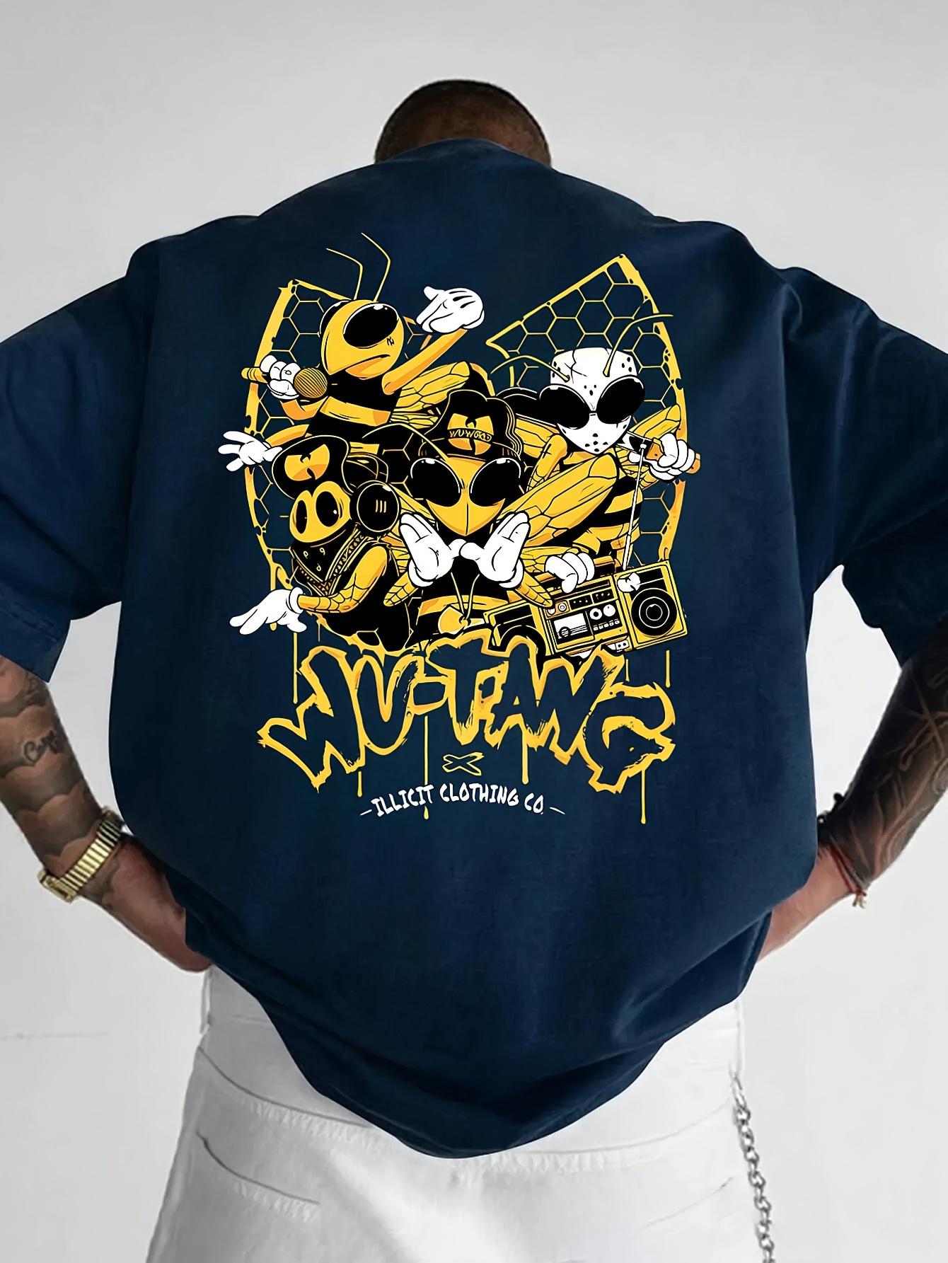 

New Retro 90s Bee Print 100 Cotton Trendy Men Women Tshirt Summer Autumn Daily Outdoor Sports Casual Loose Street Shortsleeve 4XL