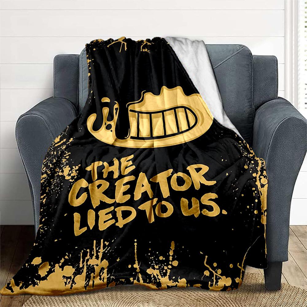 1PC Bendy and the Ink Machine Outdoor Flannel Throw Blanket - HD Printed Lightweight Soft Warm All-Season Blanket for Sofa, Bed, Travel, Camping 028