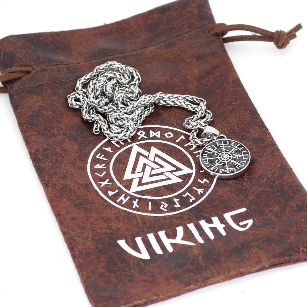 Nordic Viking Compass Retro Pendant Necklace - Trendy Men's Long Amulet Jewelry