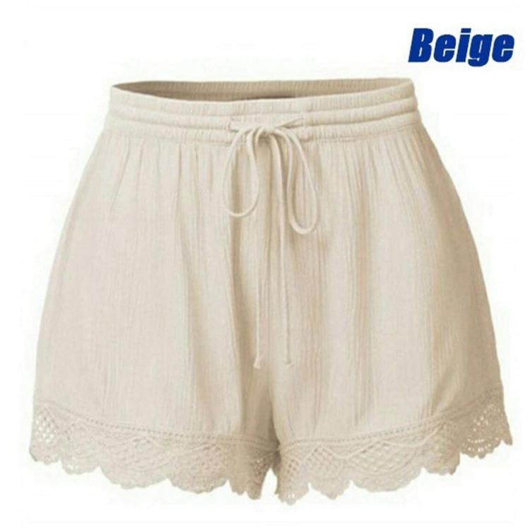 Women Casual Loose Shorts Large Size Lace Drawstring Pants