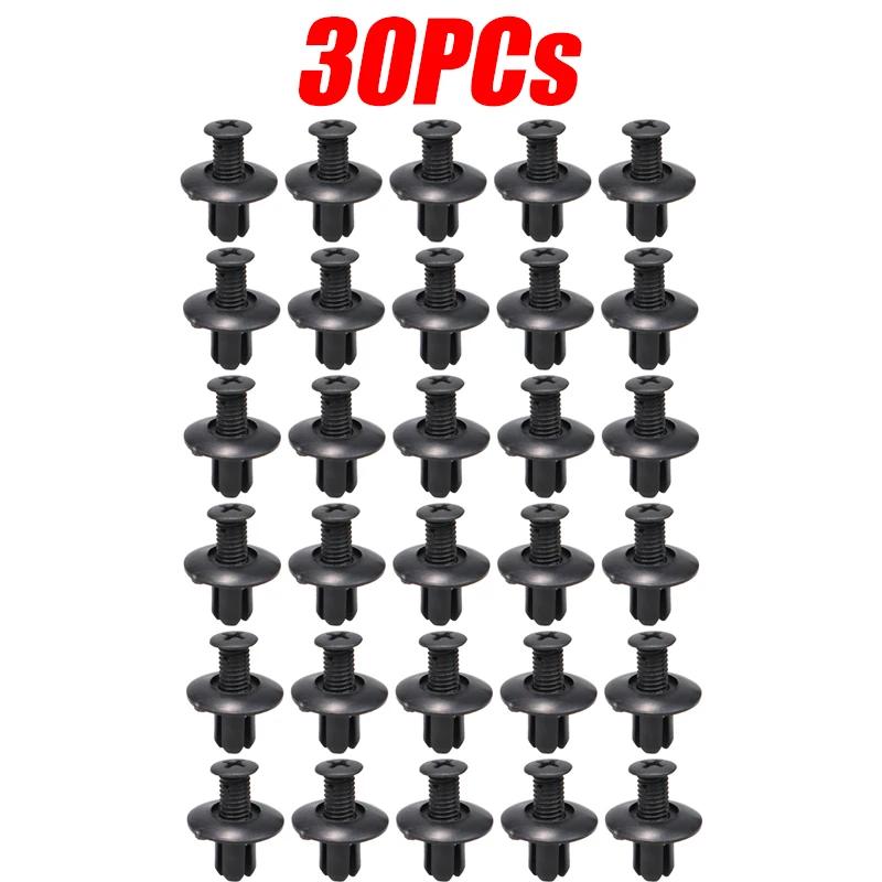 50pcs Universal Car Hole Plastic Rivets Fastener Push Clip Black Bumper Door Trim Panel Retainer Fastener Clip Car Accessories