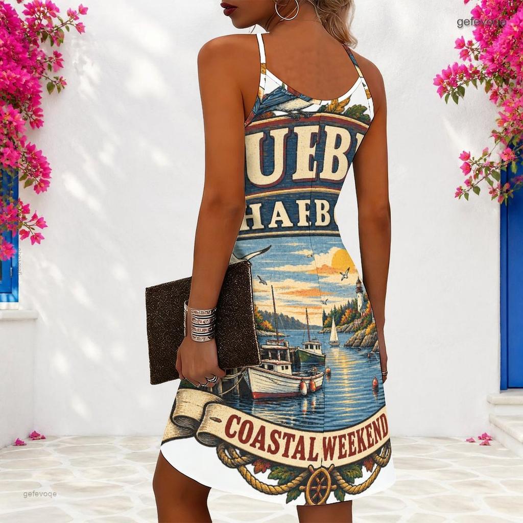 Women Plus Size Halter Criss Cross Cutout Sleeveless Printed Fitted Curved Hem Dress