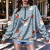 Women's Trendy Lightweight Printed Half-Zip Sweatshirt for Casual Everyday Wear