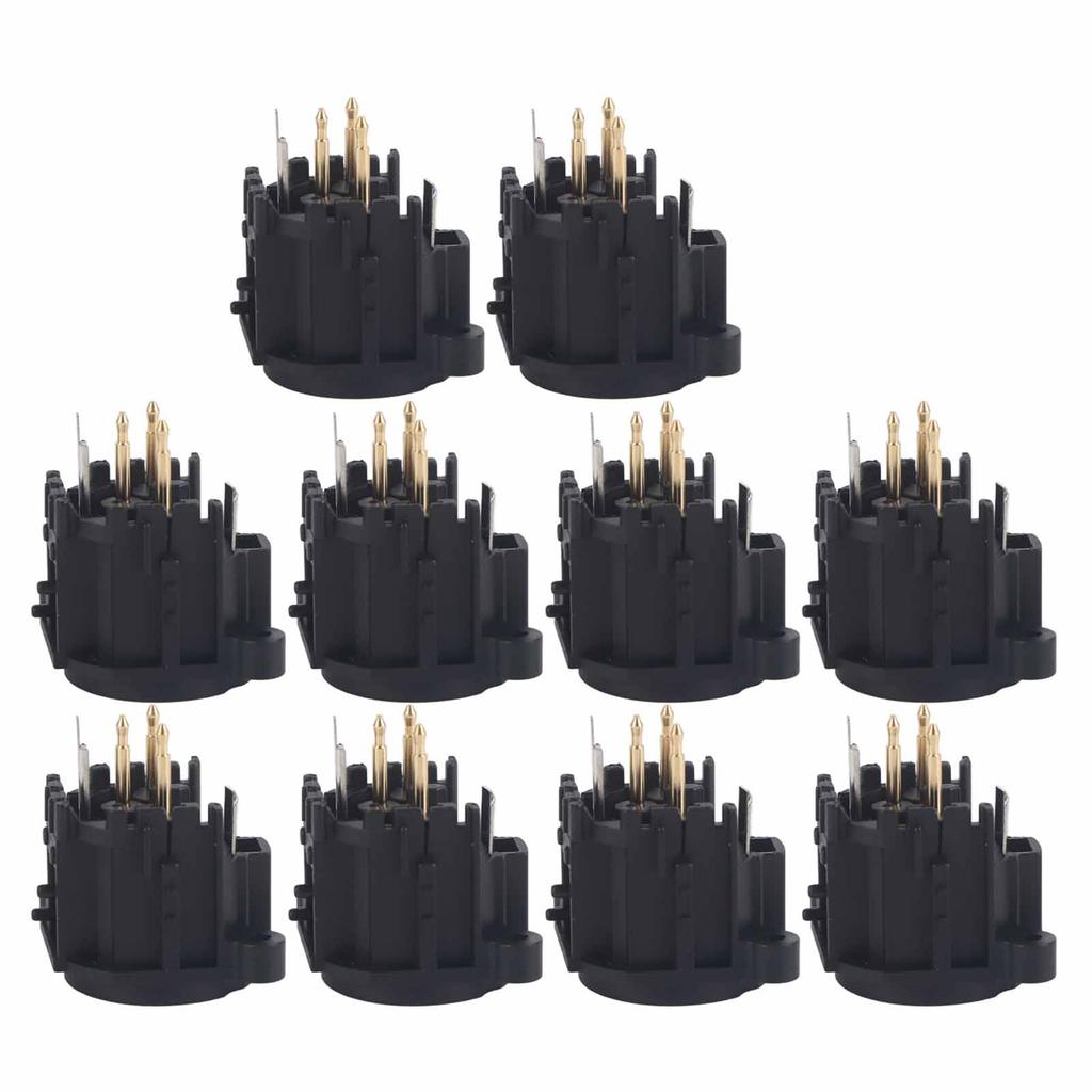 10pcs 3-Core XLR Male Socket Audio Connector Mount Chassis Gold-Plated Copper