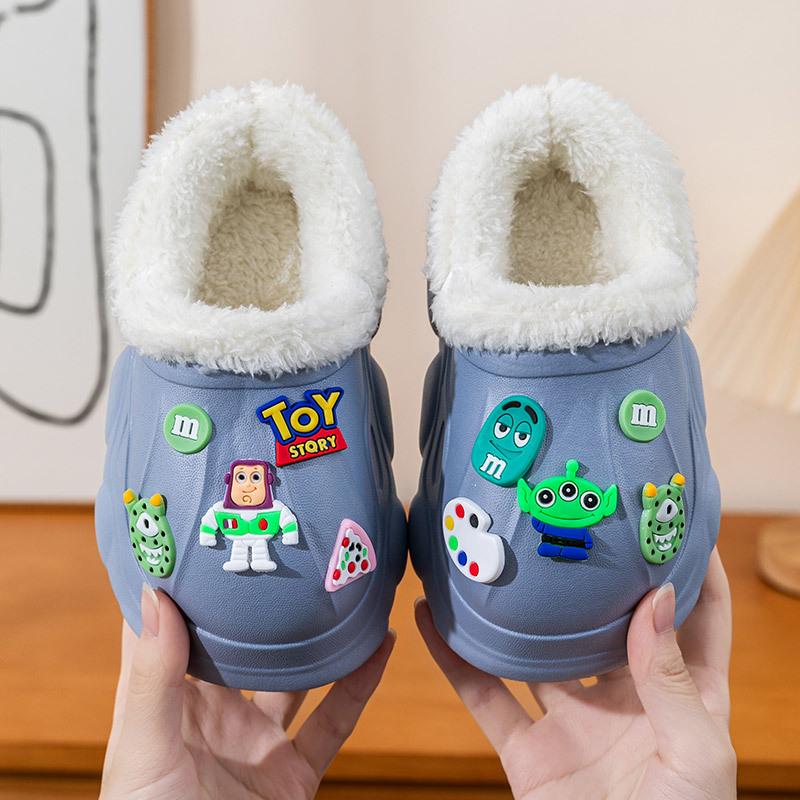 CC Winter Children's Cotton Slippers Indoor Warm Thickened Plush Male Treasure Female Treasure Waterproof and Non-slip Cartoon Winter Cotton Mop