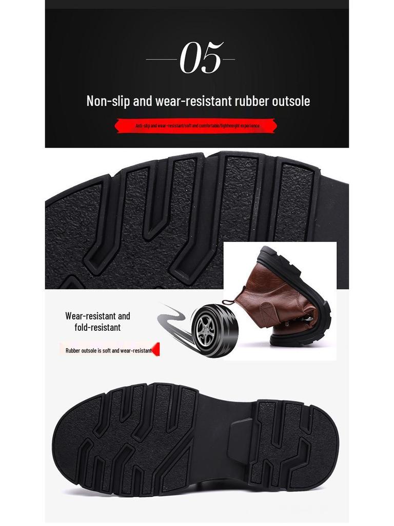 Men's Cotton High-Top Winter Boots - Plush, Thickened, Waterproof, Cold-Proof, Warm Martin Snow Shoes