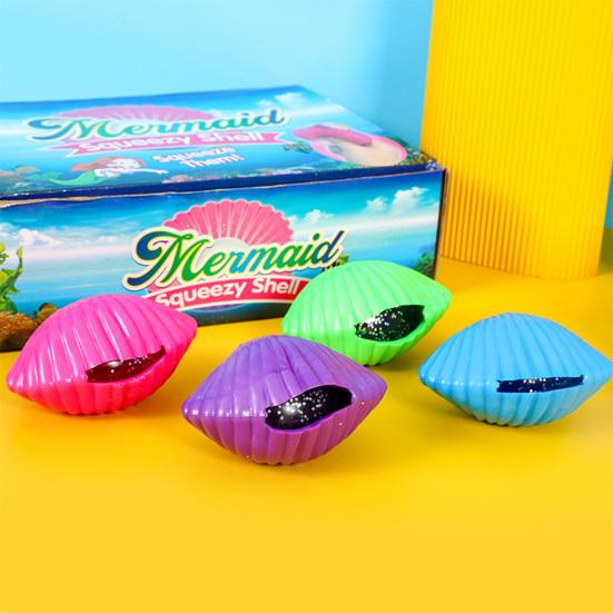 Mermaid Squeeze Toy Simulation Seashells Soft TPR Quick Recovery Stress Relief Pinch Toys Cute Vent Ball Decompression Toy Kid Toy Gift