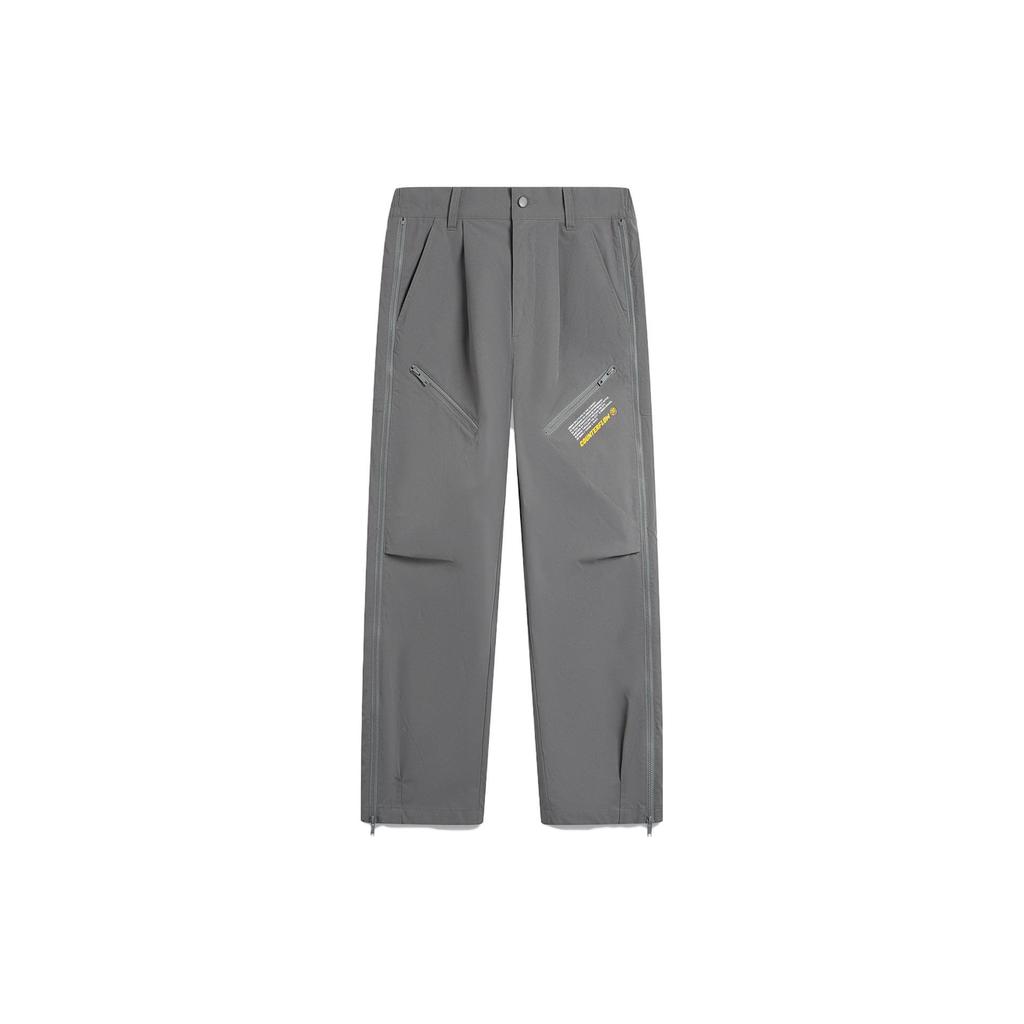 Li-Ning CF Series Casual Solid Color Zipper Straight Loose Knit Sports Pants Men Bottoms AYKU617-1