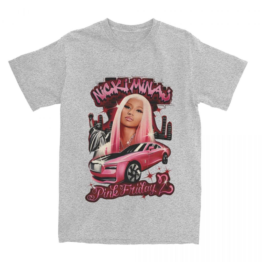 Novelty Nicki Minaj Pink Friday 2 Tour T-Shirts for Men Crew Neck Pure Cotton T Shirt Short Sleeve Tee Shirt Printed Clothes