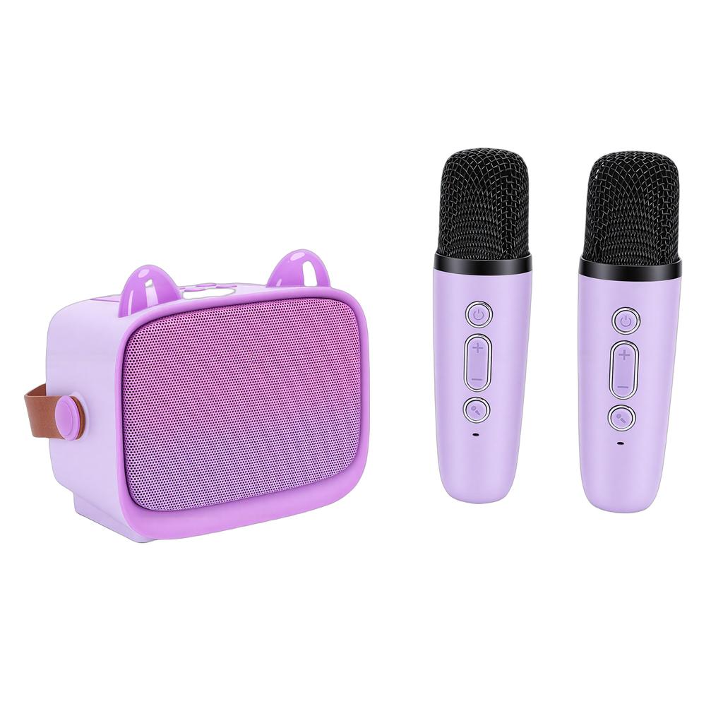 Mini Karaoke Machine Toy Kids Boys Girls Portable Bluetooth Speaker with 2 Wireless Mics for Early Education Home