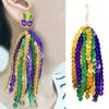 Mardi Gras Hoop Earring Feather Long Earring New Tassel Earring  Women