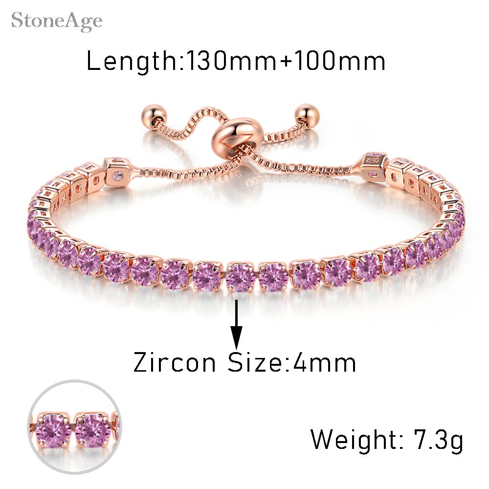 

Adjustable Folding Buckle Trendy Purple Zirconia Crystal Tennis Bracelets for Women Dainty Hand Chain Gifts for Female Zircon