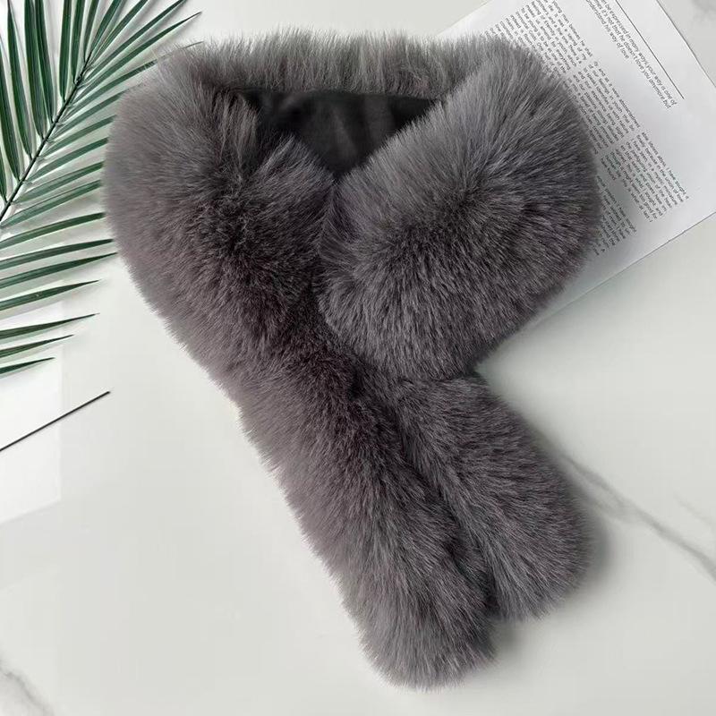Herren Damen Kunstfuchsfell Magnetischer Schal Dick Warm Halskragen Einfach Vielseitig Winter Plüsch Nackenschutz