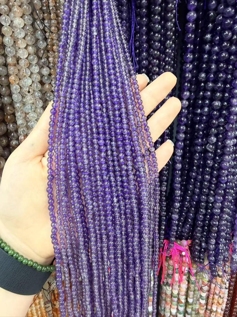Chi Li Transparent Purple Crystal Ore Loose Beads, Dreamy Semi-Finished Natural Stone Strands for DIY Jewelry.