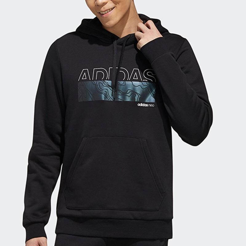 adidas Men's Black Gradient Logo Graphic Hoodie EI4459