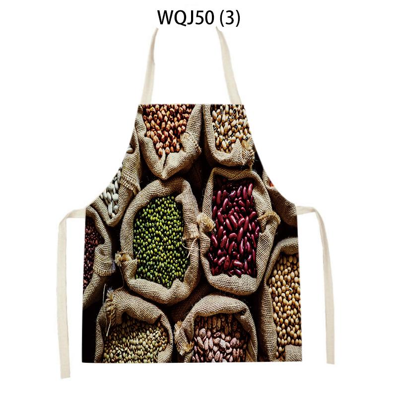 Coffee Hamburger Printed Kitchen Aprons for Adult Kids Household Linen Bib Fruits Vegetables Cooking Baking Apron Cleaning Tool