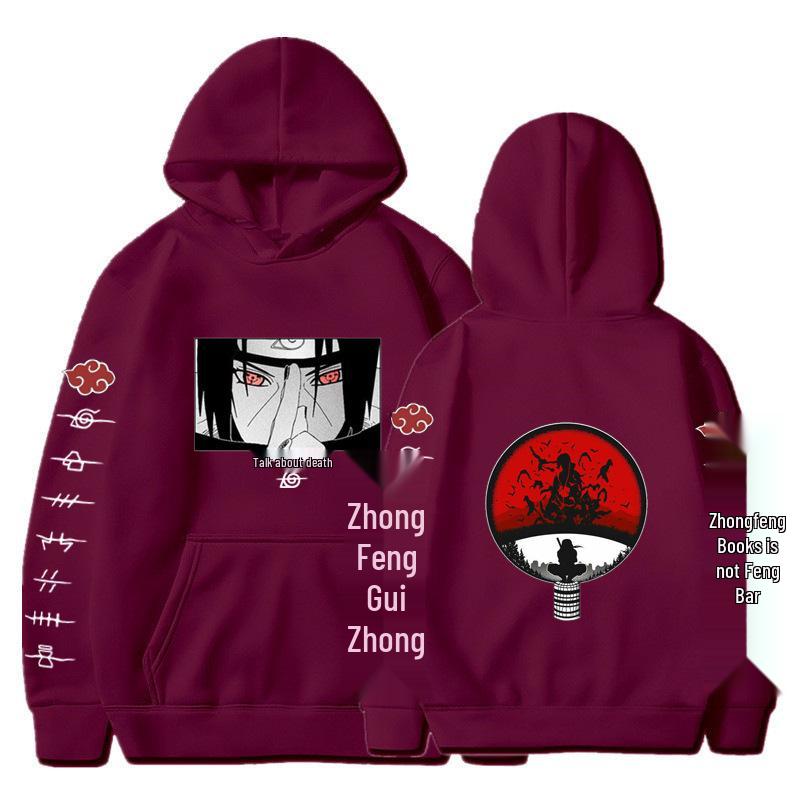 2024 Naruto Anime Men's Trendy Fleece Hooded Sweatshirt - Spring/Autumn Casual Long Sleeve