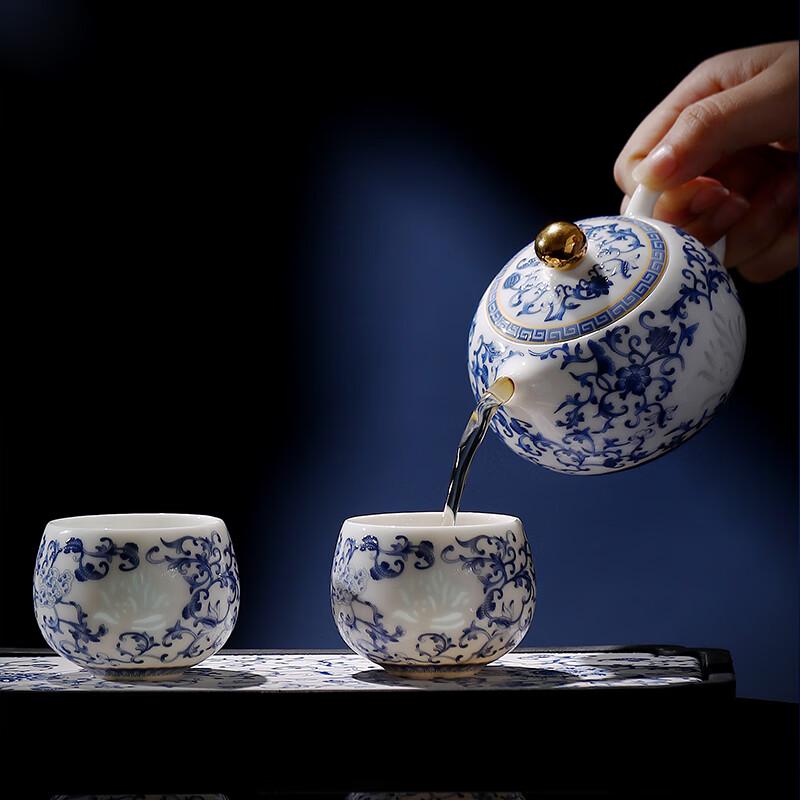 Yihu De Blue & White Lotus Clay Tea Set