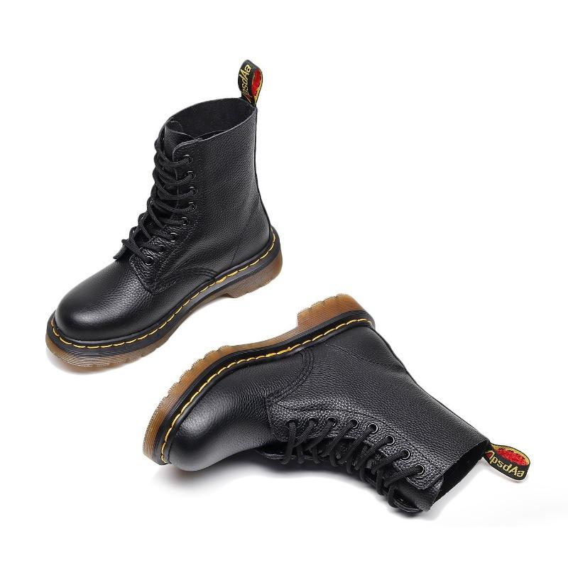 Lychee pattern tooling boots women's head layer soft cowhide couple short boots British leather locomotive boots round head trend