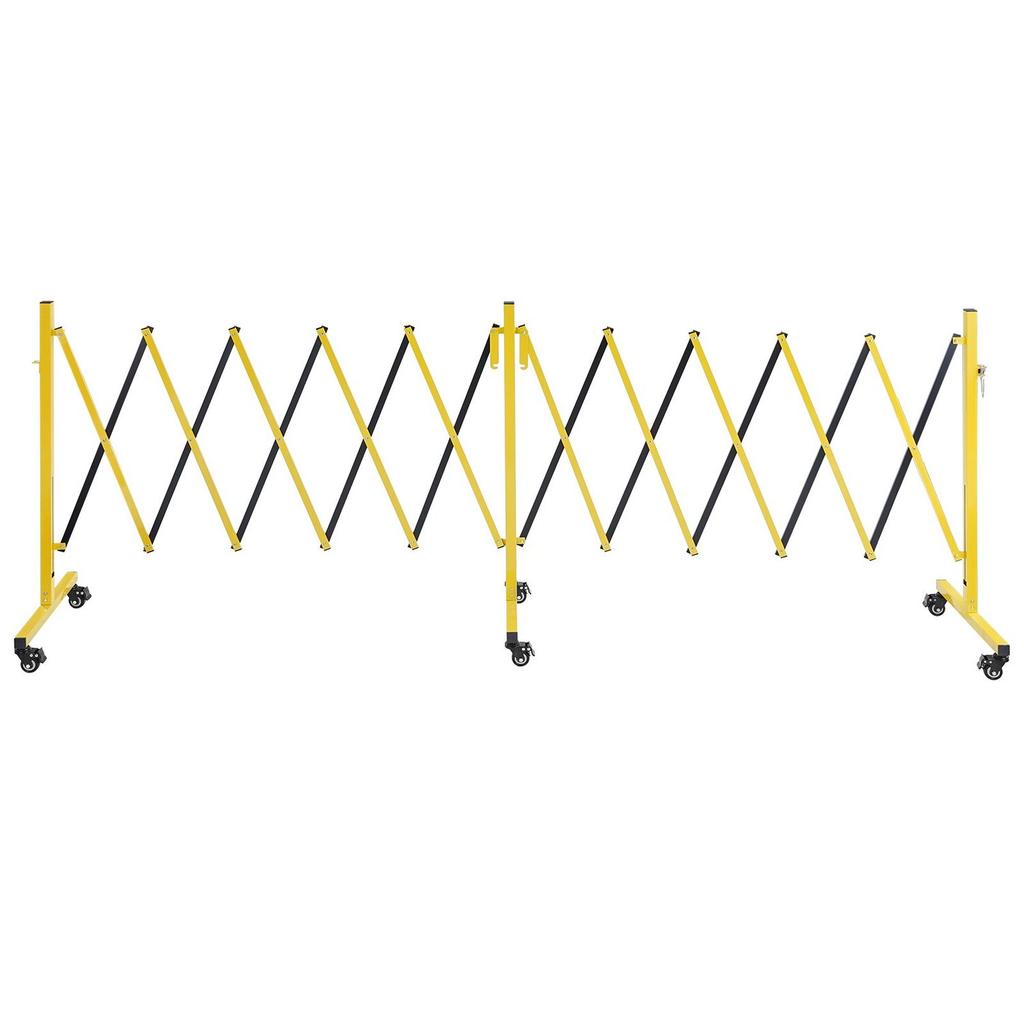 Double Expandable Barricades, 5.46m Industrial Safety Barriers, Flexible Mobile Barricade with Locking Casters, Portable Folding Security Gate Metal