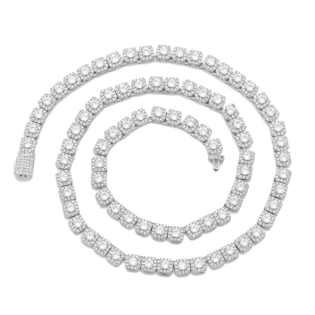 European and American light luxury fashion square zircon rock sugar chain 2026 spring trend hip hop square jewelry accessories