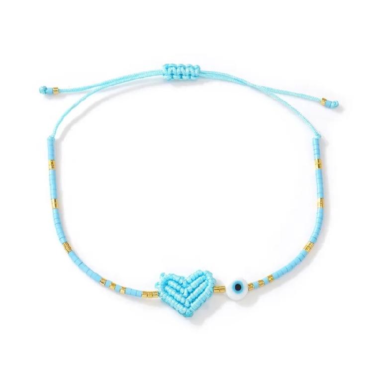 

Fashionable Beaded Evil s Eye Bracelet Featuring Intricate Heart Weave Assorted Bright Color Beads Wrist Chain Jewelry