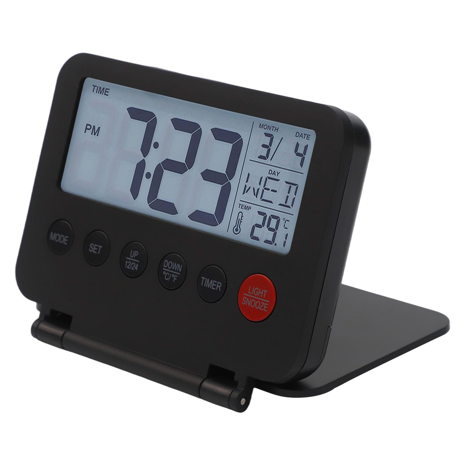 

Compact Travel Alarm Clock with 1224H Time Format Temperature Display and Convenient Weekend Mode Perfect for Travel чорний