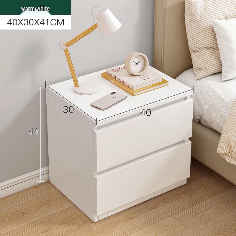 Modern Solid Wood Bedside Table with Double Drawers