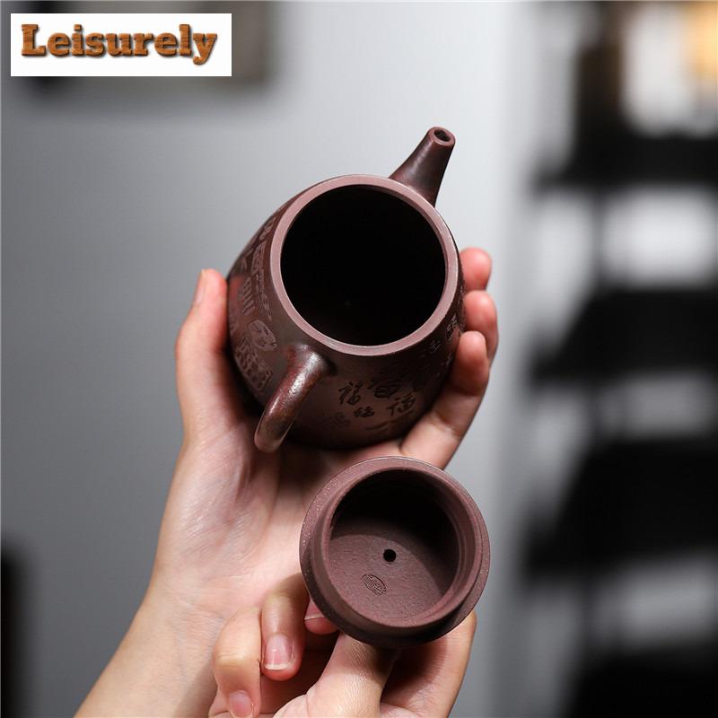 210ml Luxury Yixing Purple Clay Teapots Handmade Qin Quan Pot Raw Ore Iron Red Dragon's Blood Sand Mud Kettle Zisha Tea Set Gift