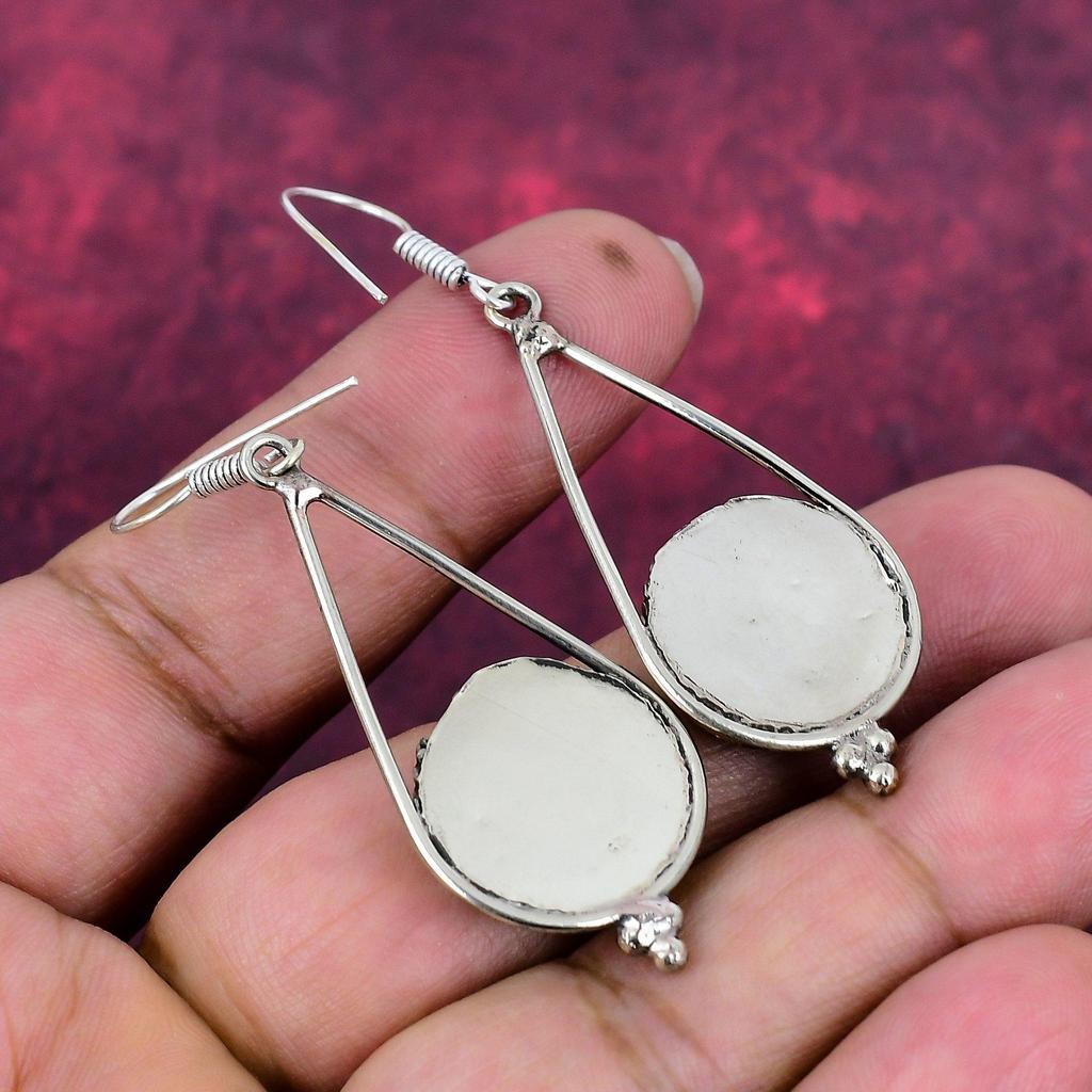 Modré tyrkysové ručně vyráběné náušnice z drahých kamenů, 925 masivní stříbrné náušnice starožitné šperky, jako dárek k zásnubám