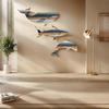 3 Stück Holzfisch Wanddeko Rustikaler Walhai Delfin Strand Küsten Wandkunst Nautische Wandbehang Skulptur für Badezimmer Seehaus Dekor