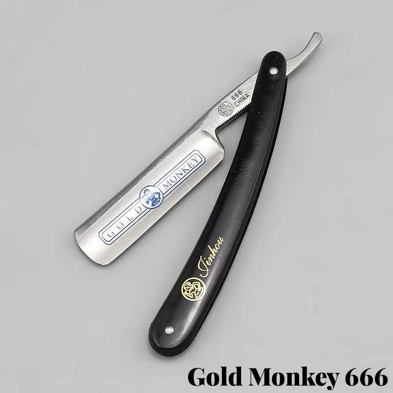 Gold Dollar 777 Gold Monkey Classic Steel Straight Edge Salon Barber Shaving Razor Gold Dollar 208/100/666/66 Ready To Use