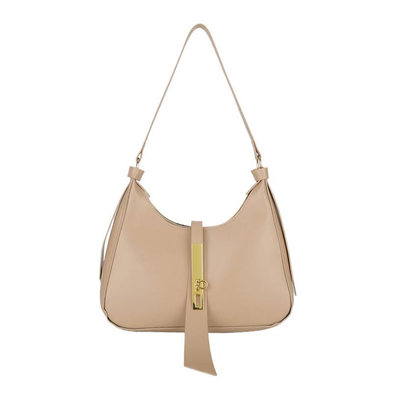 Stylish Crescent Shoulder Bag Pu Leather With Sleek Stitching Trendy Street Fashion