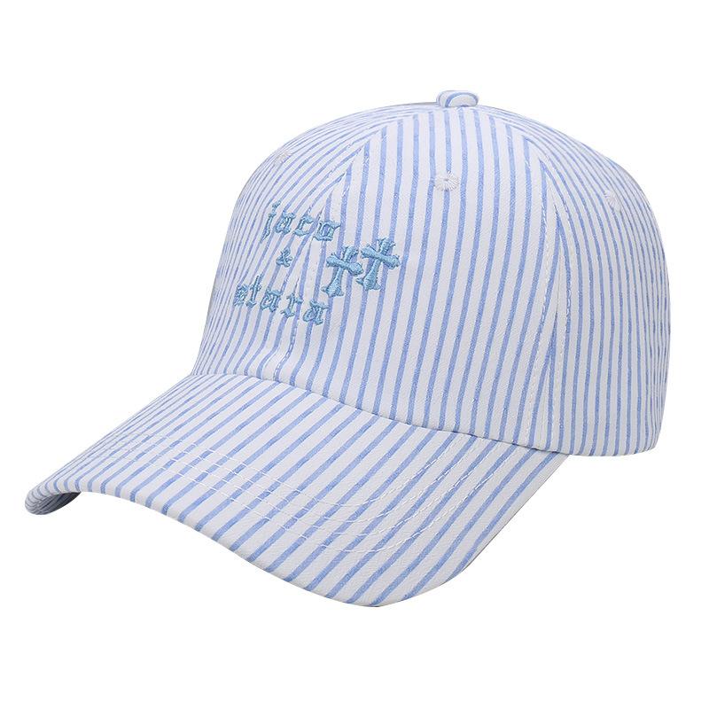 Summer new dopamine striped letter embroidered visor hat men's and women's outdoor fashion versatile baseball cap
