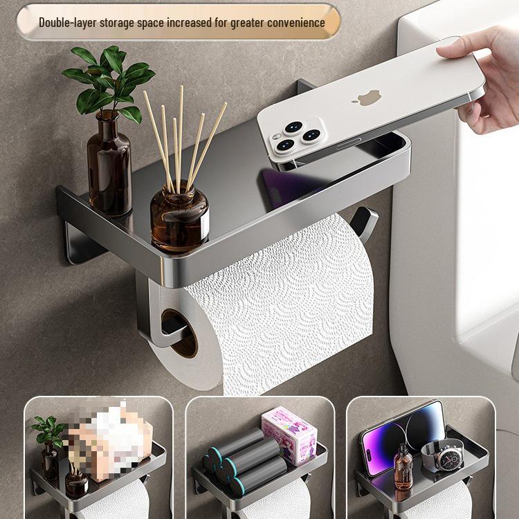 Stainless Steel No-Punch Toilet Paper Holder - Bathroom Tissue Box