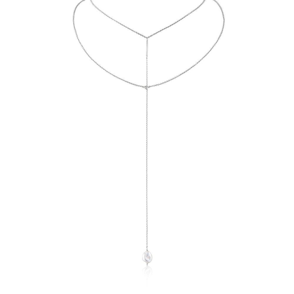 [Ania Haye] Natural Raw Freshwater Pearl Necklace Y Shape 925 Silver N019-01H