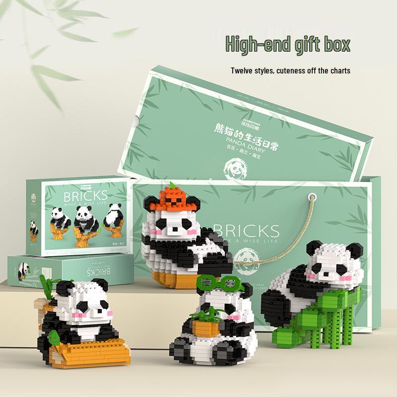 

Panda Menglan Fubao Educational Building Blocks Toy Set - Desktop Ornament Gift Compatible with LEGO