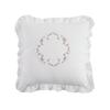 French-style Vintage Lace Embroidered Washed Cotton Lumbar Pillow White Ruffled Decorative Throw Cushion Plants Flowers Pattern