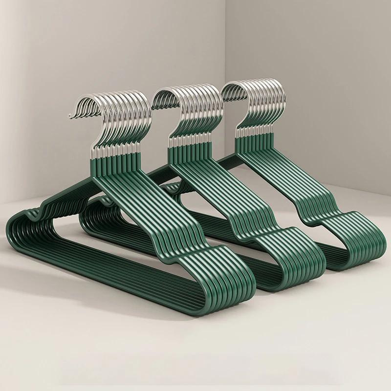10pcs Metal Traceless Non-slip Clothes Hangers Durable Strong Anti-slip Clothes Racks Household Space Saver Organization Bedroom