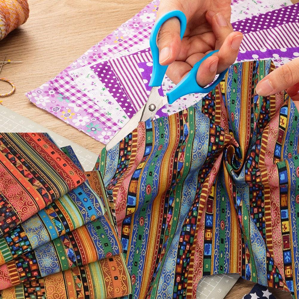 5 Pcs/set Colored  Printing  Fabrics Ethnic Style Pattern Striped Bronzing Handmade Patchwork Set Soft Breathable Diy Printed Cloth