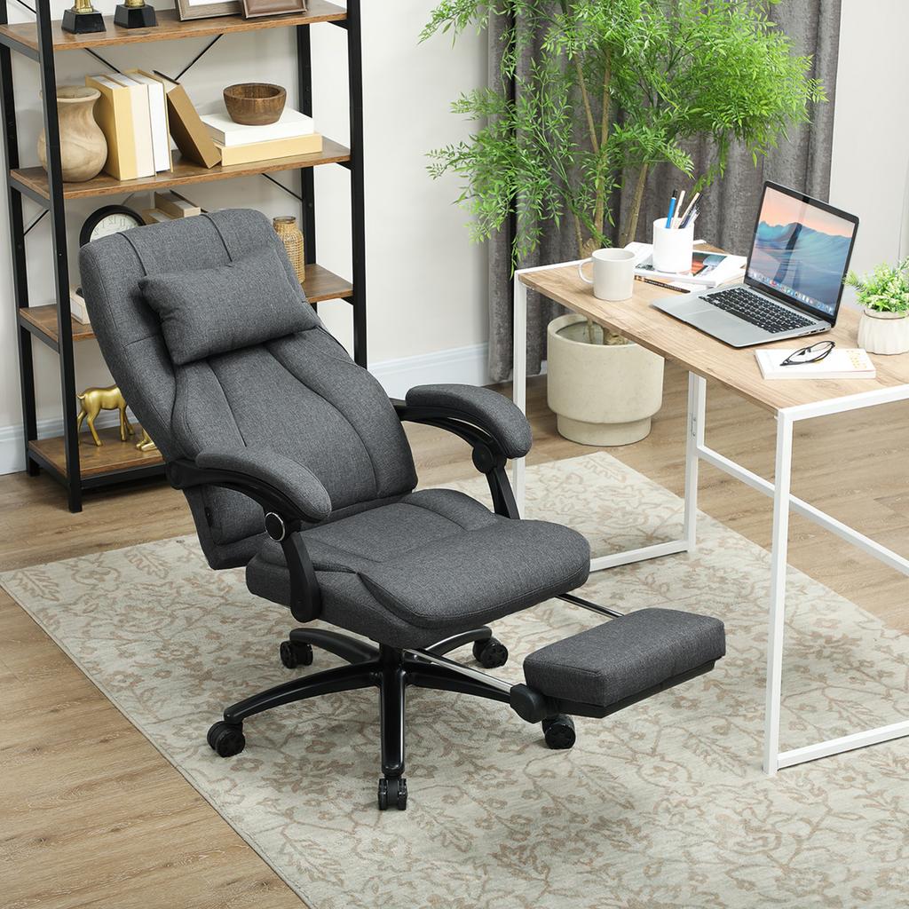 Massage Office Chair, USB Interface, Swivel Casters, Dark Grey