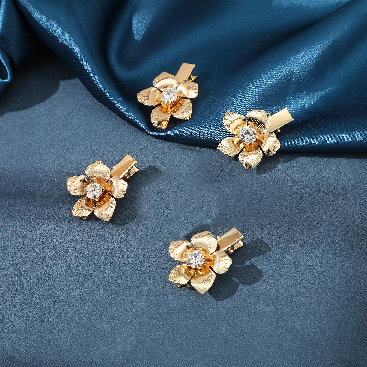 

4 шт./набор Заколки для волос с цветком из страз Маленький размер Боковой зажим для женщин Укладка Фото Заколка для волос Темпераментный Боковой зажим Шпилька для волос