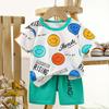Set di Abbigliamento Estivo per Bambini Set T-shirt a Maniche Corte con Stampa di Animali Cartoni Animati Pantaloncini 2 Pezzi per Bambini e Bambine Morbido Cotone Abbigliamento Casual Quotidiano per Bambini