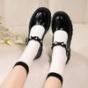 New patent leather children's single shoes thick-soled non-slip medium and large children's shoes, little girls' leather shoes buckle low-top small le