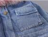 Korean Style Girls' Winter Denim Coat with Big Fur Collar and Velvet Lining
